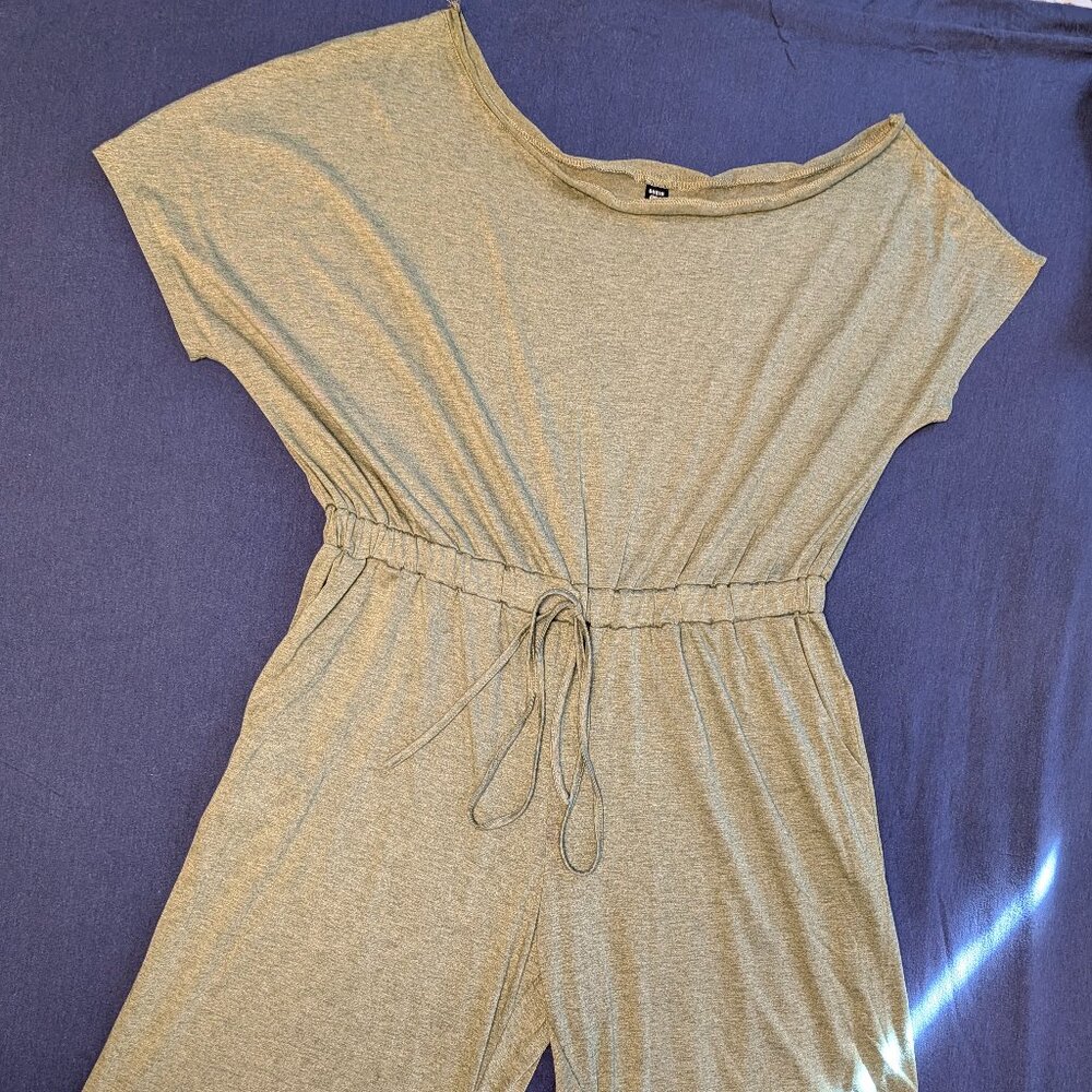 SHEIN Green Cinched Waist Boatneck Jumpsuit Romber | Size 2XL (16)